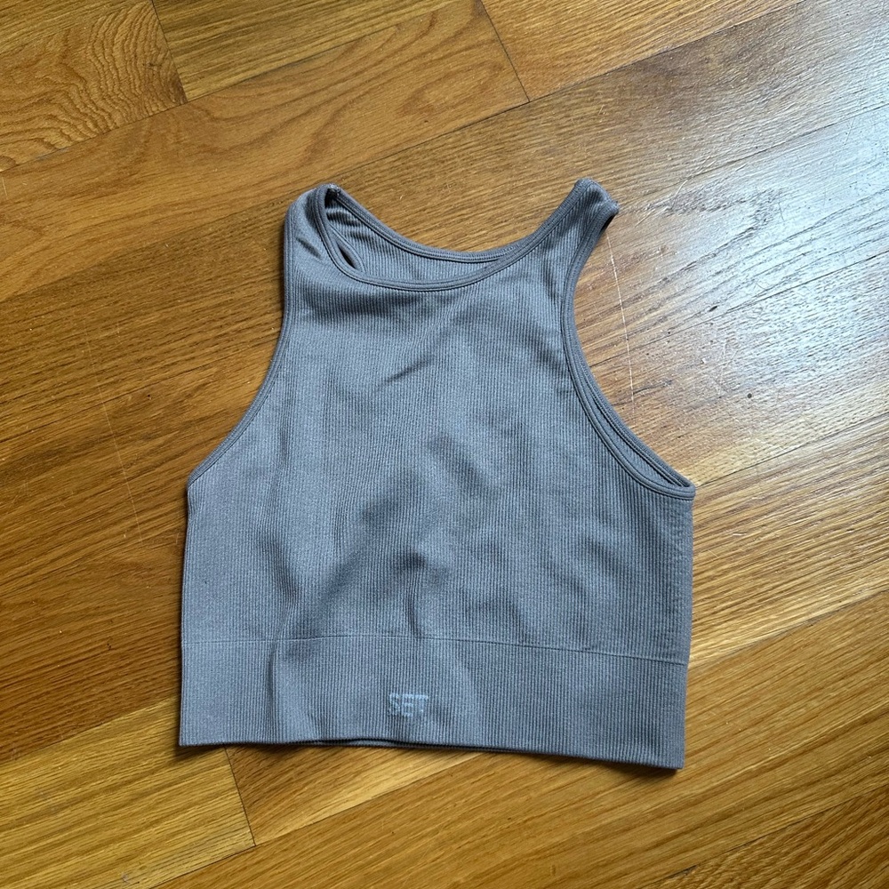 Set Active gray/brown ish high neck sports bra